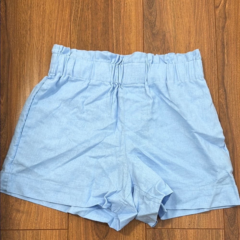 Blue linen shorts